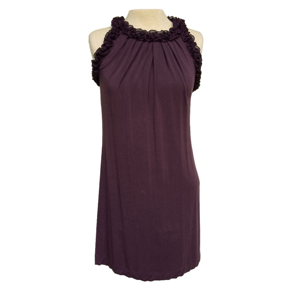 Kische Eggplant Long Ruffle Sleeveless Tunic S - Picture 2 of 5